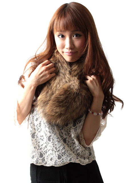 ラクーン ボリューム ファー マフラー ナチュラルカラー 送料無料 レディース ギフト プレゼント