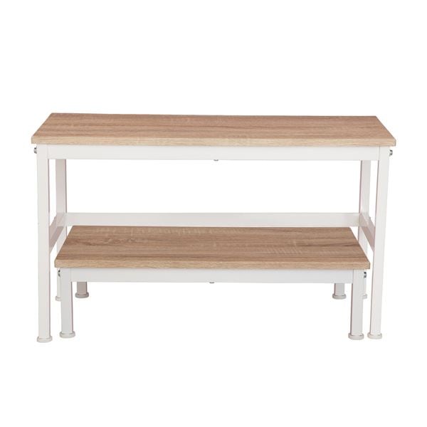 玄関ベンチ ＆ 踏み台 セット 約幅70cm ナチュラル スチールフレーム 滑りにくい 組立品 玄関 入口 エントランス