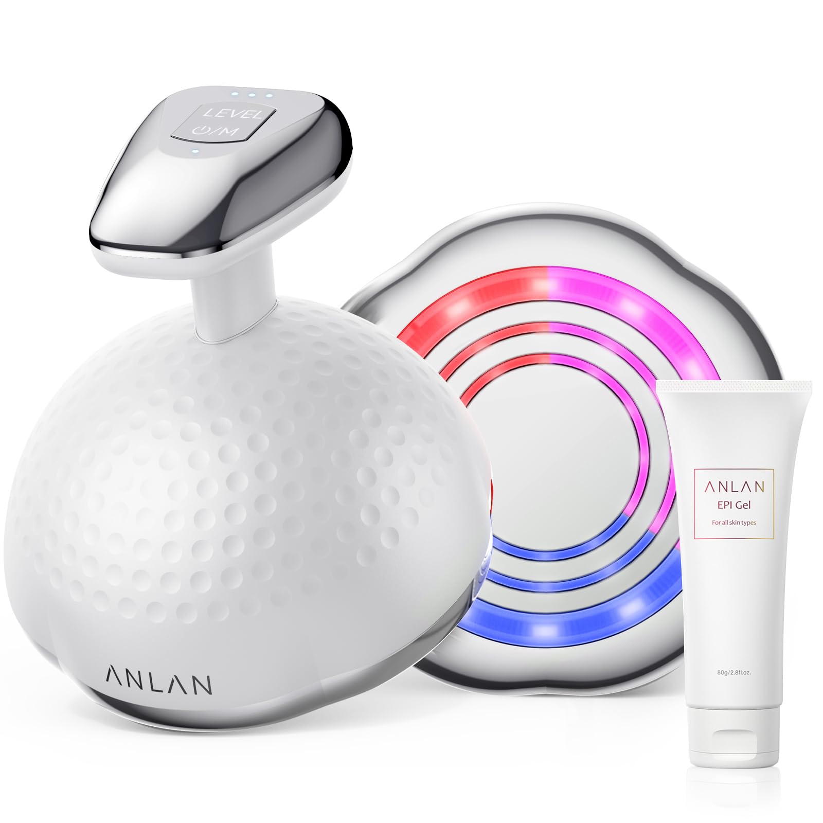 ANLAN 体用美容器 ジェルセット 二の腕 お腹 太もも 家庭用 美顔器 EMS RF 超音波 ボディ専用 LED搭載 1台7役 3種類モード IPX6生活防水 10分間自動電源オフ 全身エステ可能