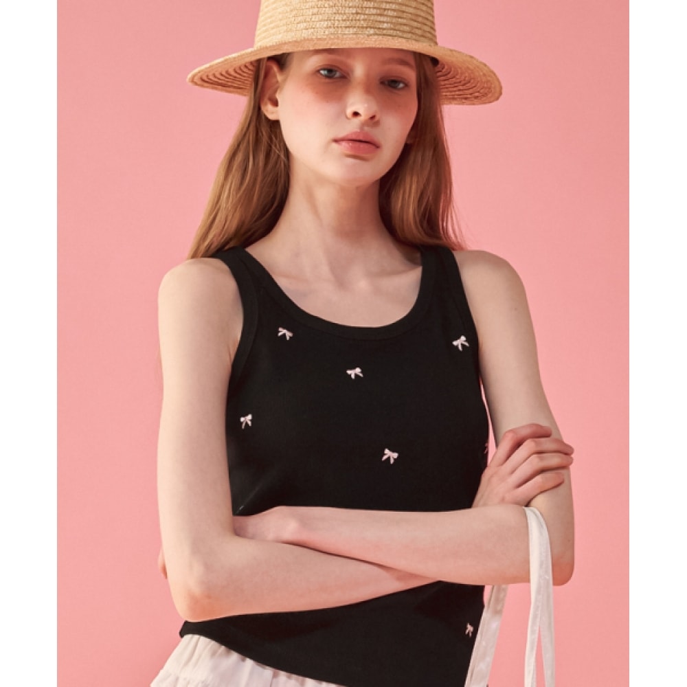 ロンロンリボン柄スリーブブラック