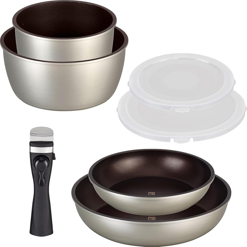 【即納】【Amazon限定品】和平フレイズ Lycka リュッカ フライパンセット 7点 サンド 取っ手が取れる 鍋セット IH対応 ガス オーブン 食洗機対応 PFOAフリー ふっ素樹脂加工 AMB