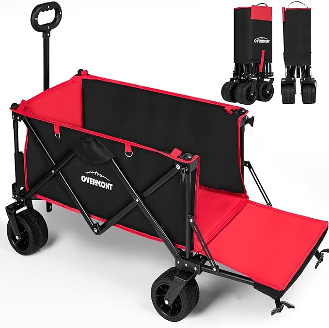 キャリーワゴン【 大型タイヤ 150L大容量 長物対応 】自立収納 耐荷重120kg ワンタッチ収束式 後部展開可 折り畳み アウトドアワゴン キャリーカート キャンプカート 花見・・運動会・BBQ・