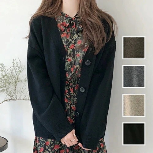 カーディガン 韓国 ファッション レディース 秋 冬 カジュアル お取り寄せ PTXG688 オルチャン コーデ シンプル 定番 セレカジ 20代 30代 40代 2024 ビッグシルエット Vネッ 5,498円