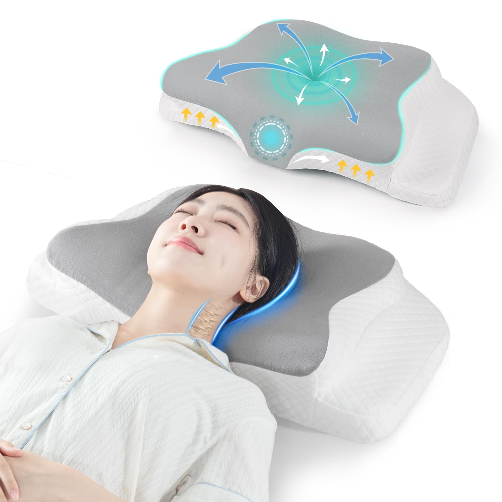 Tago 枕 首が痛くならない 低反発枕 安眠枕 人間工学の自然なカーブ形状 高さ調整可能 枕 横向き寝 仰向け 低反発 まくら pillow 枕 低め 高め グレー 誕生日プレゼント クリスマス ギ