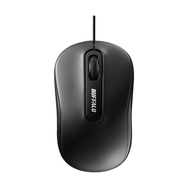 （まとめ） バッファロー 有線 光学式マウス3ボタンタイプ Mサイズ ブラック BSMOU050MBKZ 1個 10セット