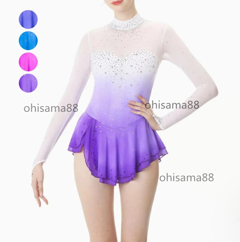 フィギュアスケート衣装 演出用 練習 美しい アイススケートウェア ワンピース スケート衣装 スタンダード 舞台 発表会 競技着 ダンスウェア 大人 子供 ダンス衣装 専用レオタード レッスン着 試験