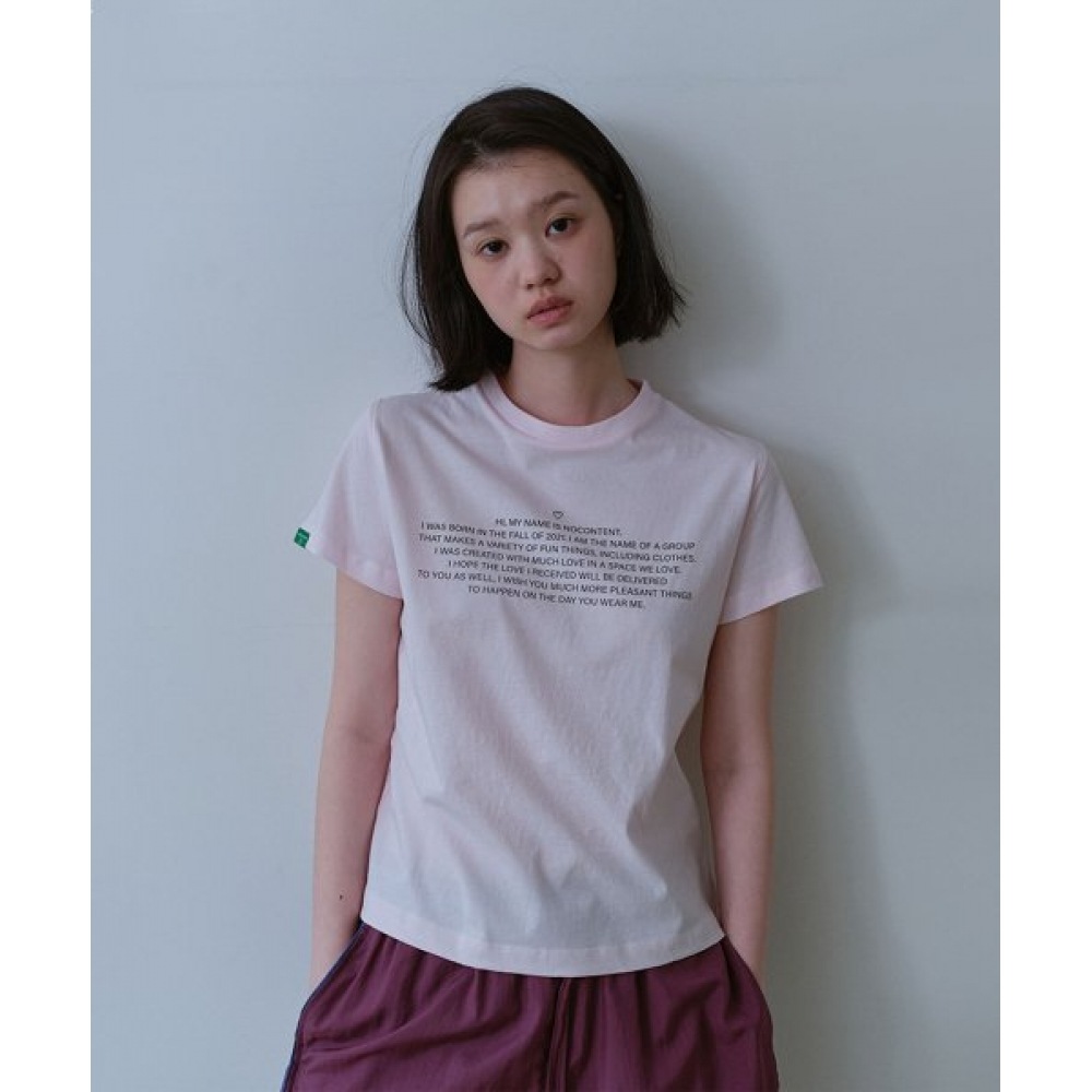 ノーコンテンツレタリングTシャツ _ ピンク
