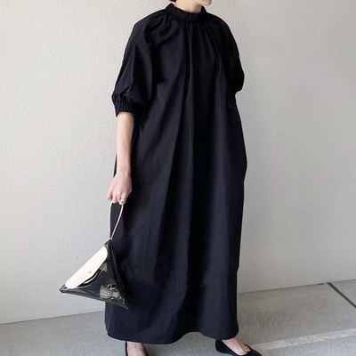 ワンピース フレアワンピース ロング丈 マキシ マキシ丈 袖あり 七分袖 7分袖 ハイネック フレア Aライン かわいい 大人可愛い きれいめ シンプル カジュアル 上品 おしゃれ お洒落 こなれ感 5,580円