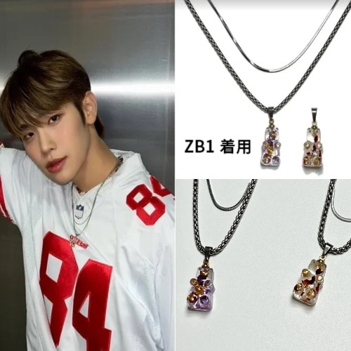 [zerobaseone/zb1キム·テレ着用] [Candy chic] MADE jellybear Necklace / クマさん ネックレス レイヤード ネックレス/