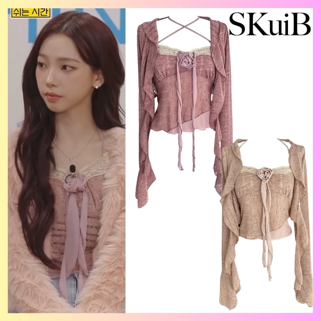 [SKUIB][Aespa カリナ 着用] Athena rose layered two-pieces 2色 + FREE OMAKE 韓国ファッション レディース カーディガンセット