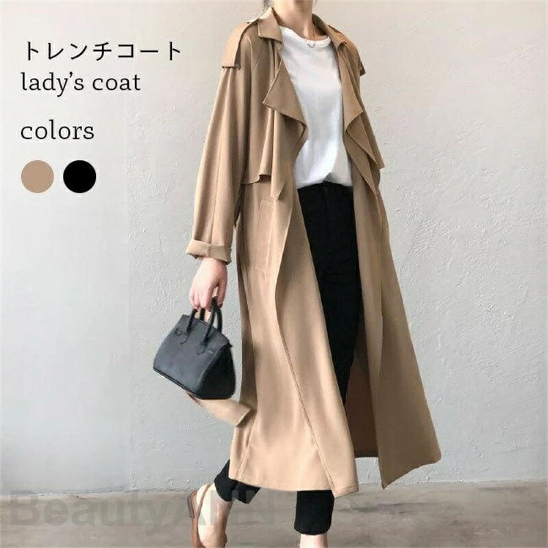 スプリングコート レディース 春 ロングコート ラグラン袖 レトロ トレンチコート 通勤 アウター 秋 コート 体型カバー おしゃれ 春コート 母の日 プレゼント