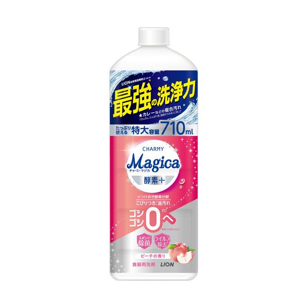 （まとめ） ライオンCHARMY Magica 酵素プラス フレッシュピーチの香り つめかえ用 大型 710mL 1本 [x10セット] 7,330円