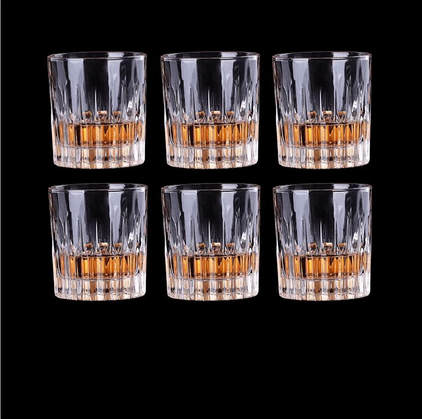 【6個セット】居酒屋スタイル ウイスキー・ブランデー用無鉛ガラスグラス 欧州風デザイン シングルモルトやカクテルにも ビール・ワイン対応 ギフトセットにも最適