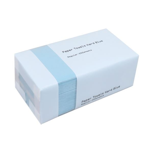 （まとめ） TANOSEEペーパータオル ハードタイプ/ブルー（レギュラー） 200枚／パック 1セット（5パック） [x5セット]