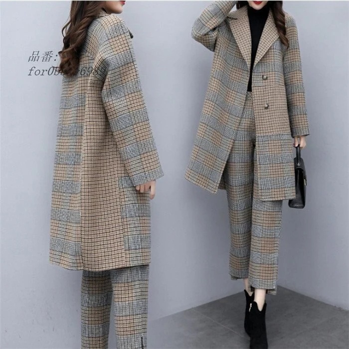 パンツセットアップ ロング丈 セレモニー チェック コート ロングパンツ スーツパンツ ゆったり 2 11,823円