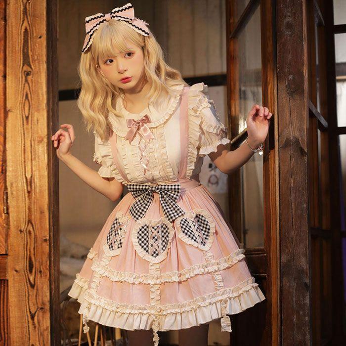 可愛いロリータ服 レディース ロリータ スカート 膝丈 フリル 半袖トップス メイド服 コスプレ 姫様 萌え萌え lolita 衣装 可愛い コスチューム 仮装 定番 ハロ30%までに制限