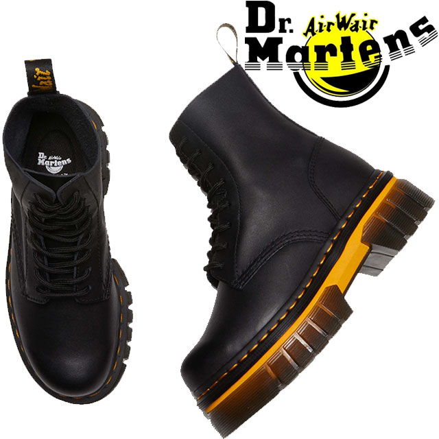 ドクターマーチン レディース 厚底 ブーツ オードリック 8iブーツ 8ホールブーツ レースアップ ショートブーツ チャンキーソール 30671001 ブラック 黒 本革 レザーブ