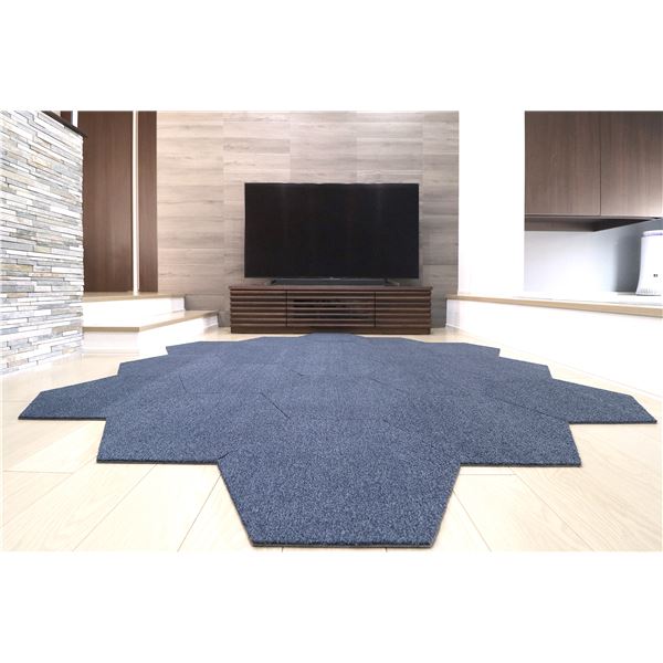 ラグタスタイルラグ タイルラグ ヘキサゴン NV ネイビー (約50×43cm／10枚セット)