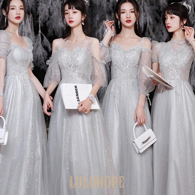 パーティードレス フィッシュテール 背中見え 結婚式 大人 ピアノ 発表会 演奏会 ロングドレス 大人 フリル袖 長袖 星柄 透け感