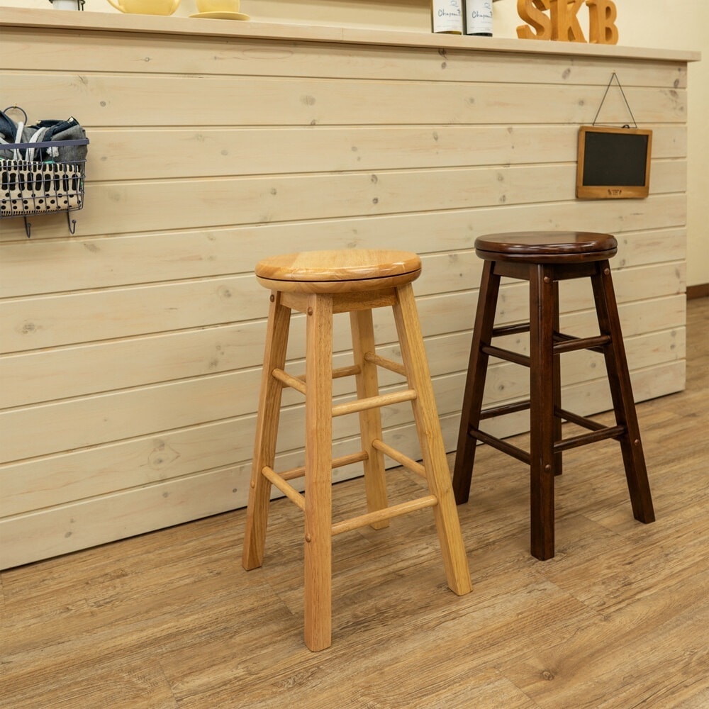 椅子 ハイチェア スツール 丸椅子 木製 回転 おしゃれ ハイスツール バーチェア カウンターチェア いす イス 天然木 フットレスト 座面高62cm