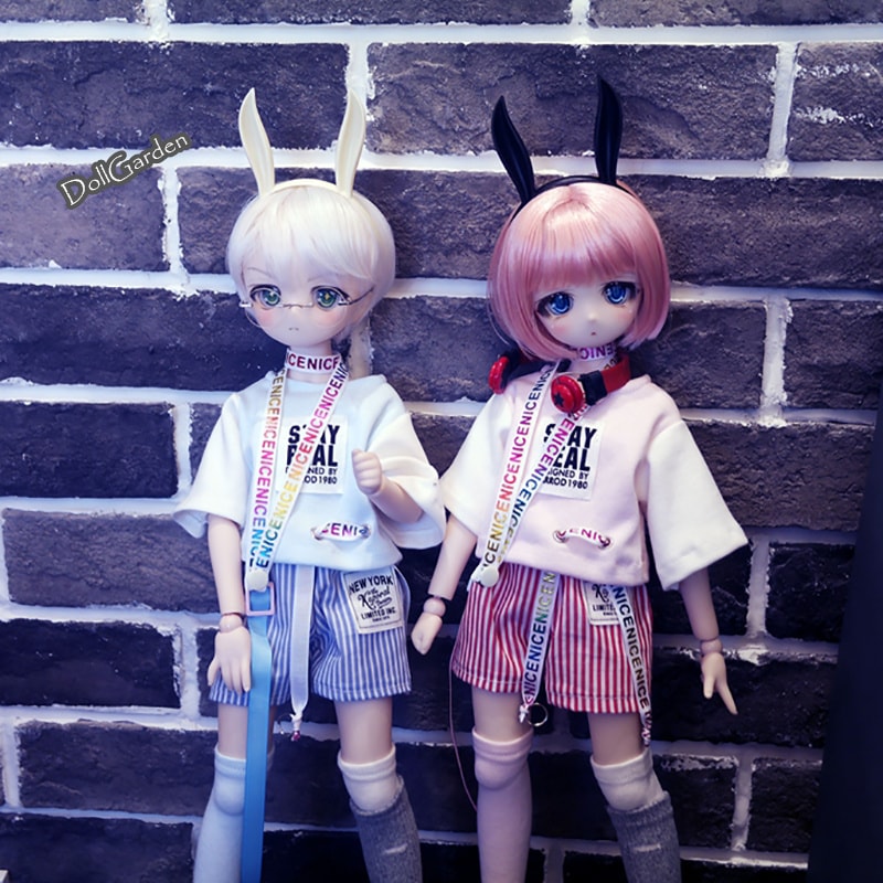 BJD 1/4 ドール服 5点セット 日常 MSDサイズ球体関節人形用衣装 ブルー イェロー ピンク