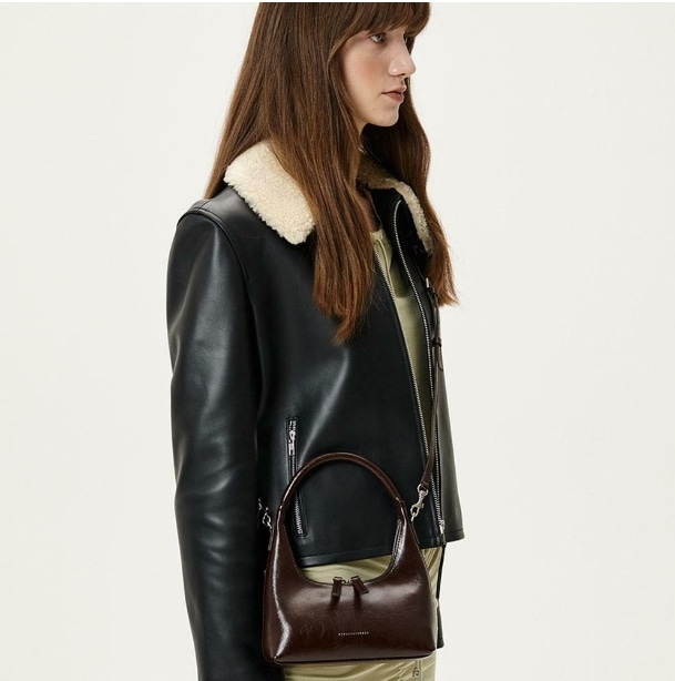 【MARGESHERWOOD】 HOBO MINI+STRAP : DARK BROWN CRINKLE