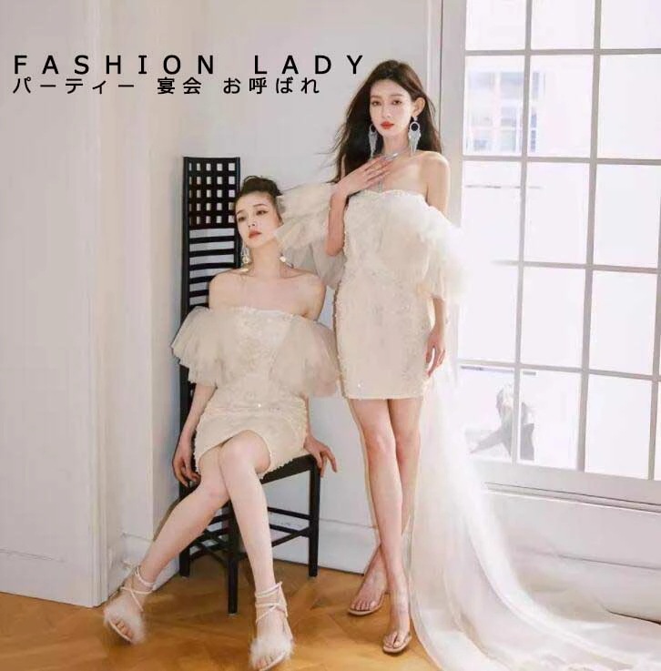 激安セール 高級感 上品 キレイめ レディース ドレス パーティードレス ウェディングドレス 新着 ホワイト スパンコール ミニ丈 ショートワンピース オシャレ お呼ばれ 結婚式 宴会 誕生日 成人式