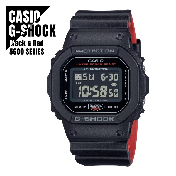 【即納】 国内正規品 CASIO カシオ G-SHOCK Gショック ブラック&レッドシリーズ LEDライト DW-5600UHR-1JF 腕時計 メンズ