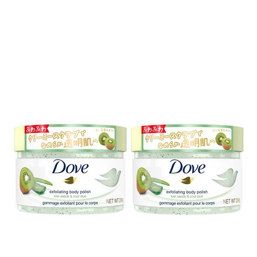 Dove(ダヴ) キウイ&アロエ クリーミースクラブ ボディ 2個セット 本体 各298g 旧品 角質ケア 黒ずみ 透明感