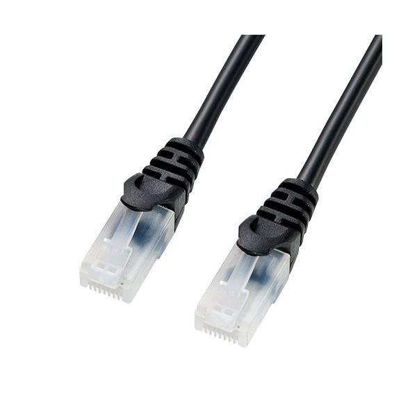 (まとめ) サンワサプライ ツメ折れ防止CAT5eLANケーブル ブラック 0.5m LA-Y5TS-005BK 1本 (×30セット)