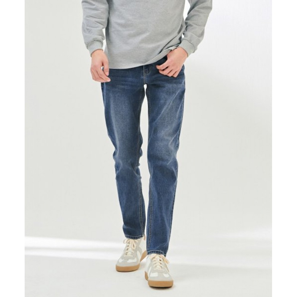 CHASECULT メンズ隠しバンディングテーパードデニムパンツ-DARK2317B0N