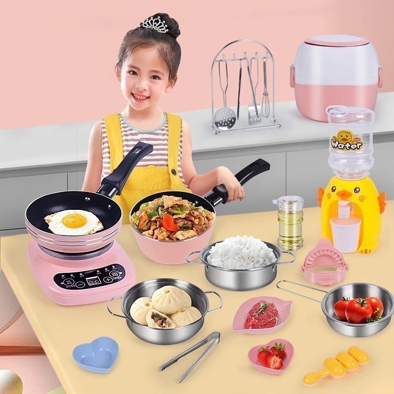 ミニキッチン本当に料理できるフルセット子供のおもちゃおままごと料理できる調理器具誕生日プレゼント