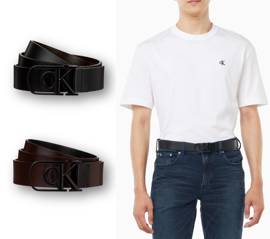 Curve Monogram Buckle Reversible Belt 32mm (4D7021G-YG1)