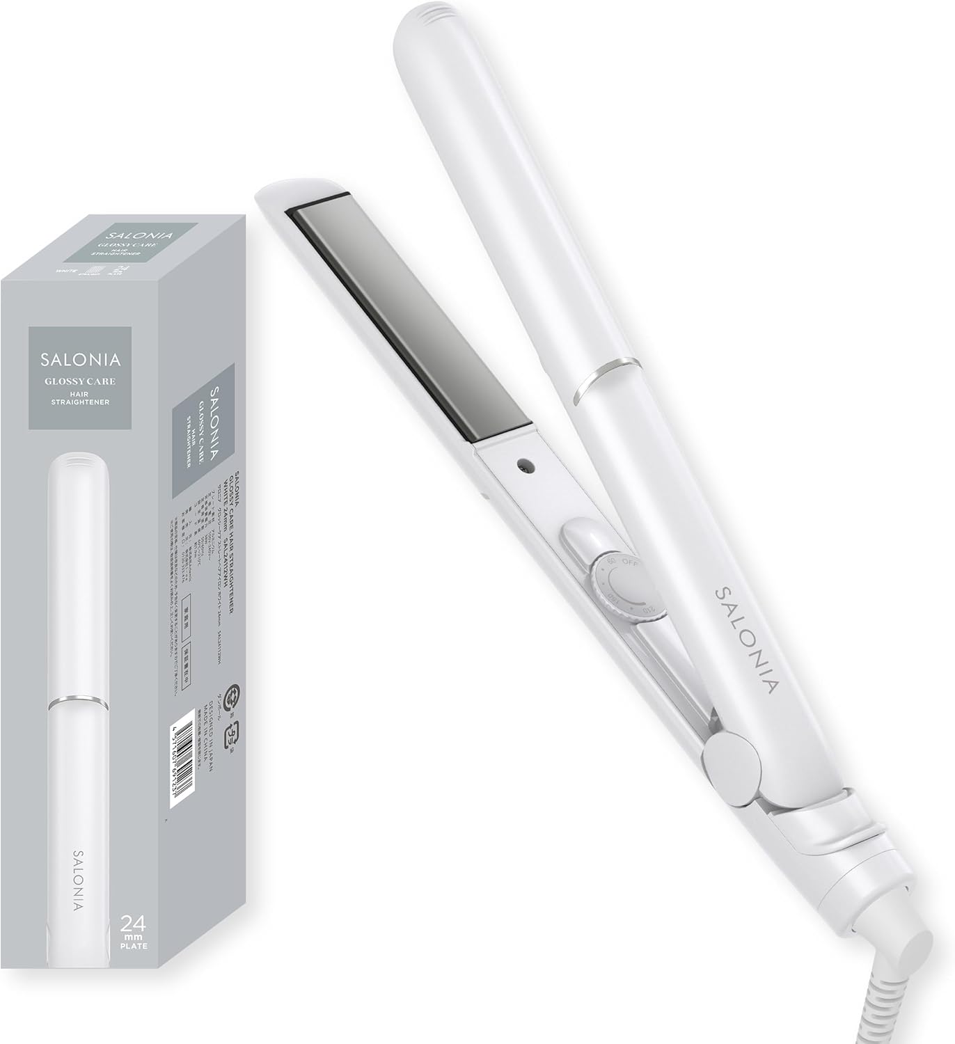 SALONIA サロニア グロッシーケア ストレートアイロン ヘアアイロン 24mm ホワイト