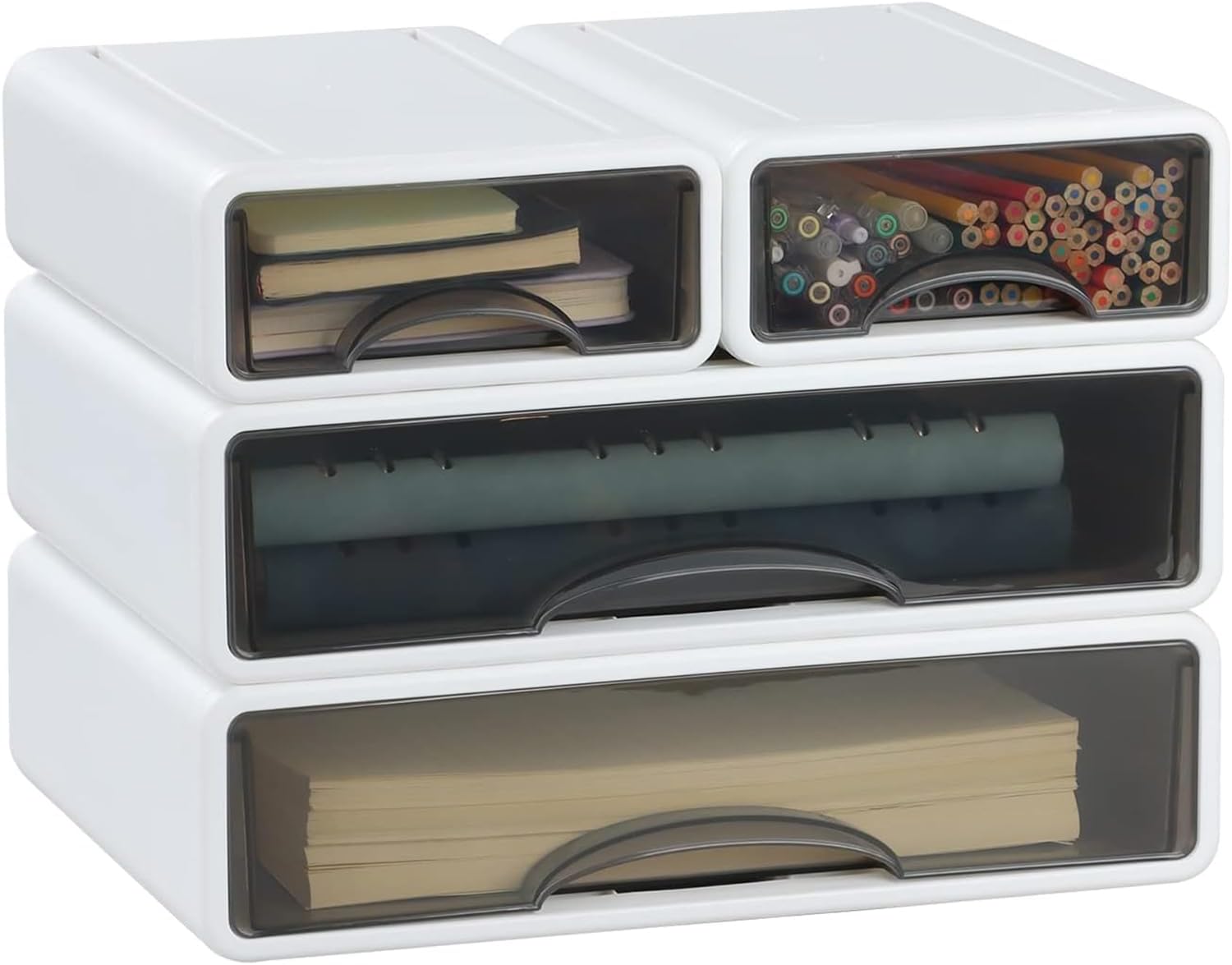 A4サイズ対応 積み重ね可能な防塵書類ケース 4個セット