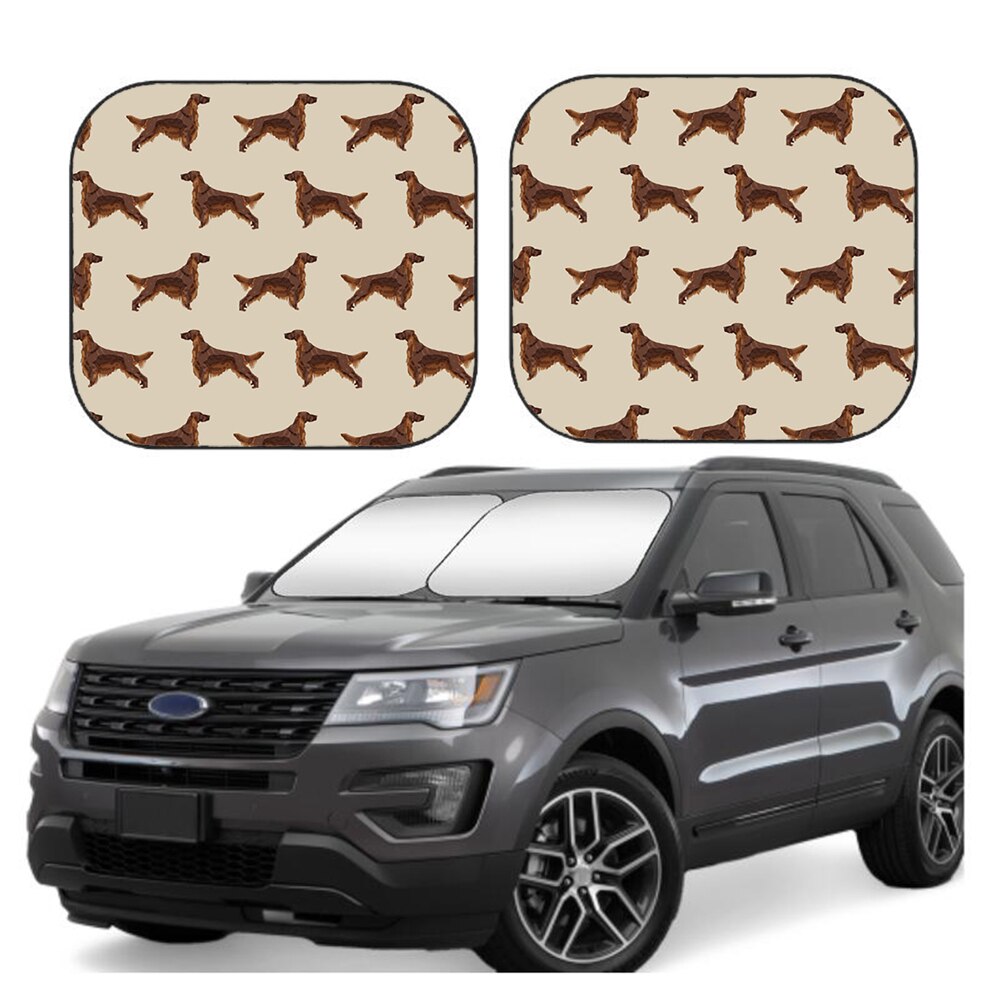 車のフロントガラスサンバイザー アイリッシュセッター-犬-品種-パターン-砂 2ピースのフロントガラスサンシェード 5,510円