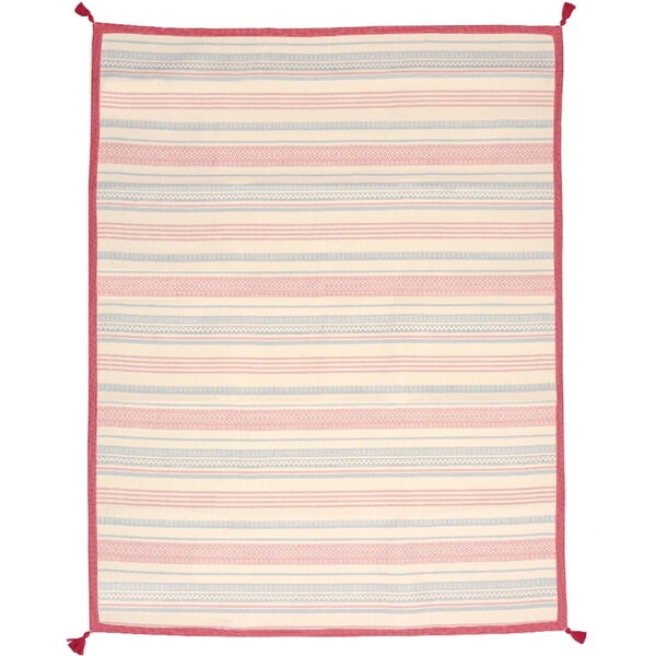 270080521 洗えるインド綿ラグ テラ すべり止め付き 185x240 レッド メーカー直送