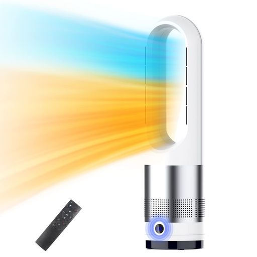 LRIO タワーファン 羽なし扇風機【冷暖房羽根なし型】スリム扇風機 リビング扇風機 DCモーター48W省エネ 節電 8段階冷風&3段階暖風 自動100首振り 9H切りタイマー 切り忘れ防止 強力送風