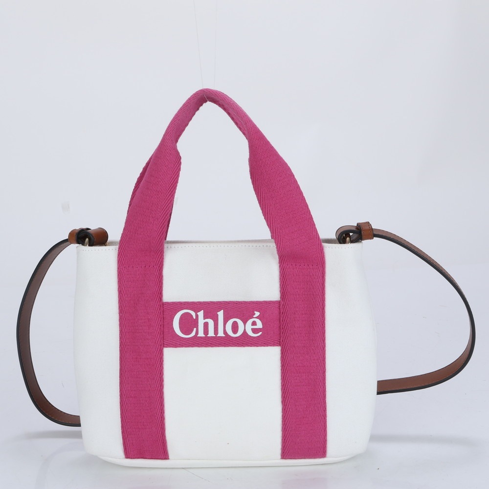 新品同様 レザー×キャンバス 2WAY ショルダーバッグ 斜め掛け ハンド トート ピンク レディース RRM CB24-7 中古