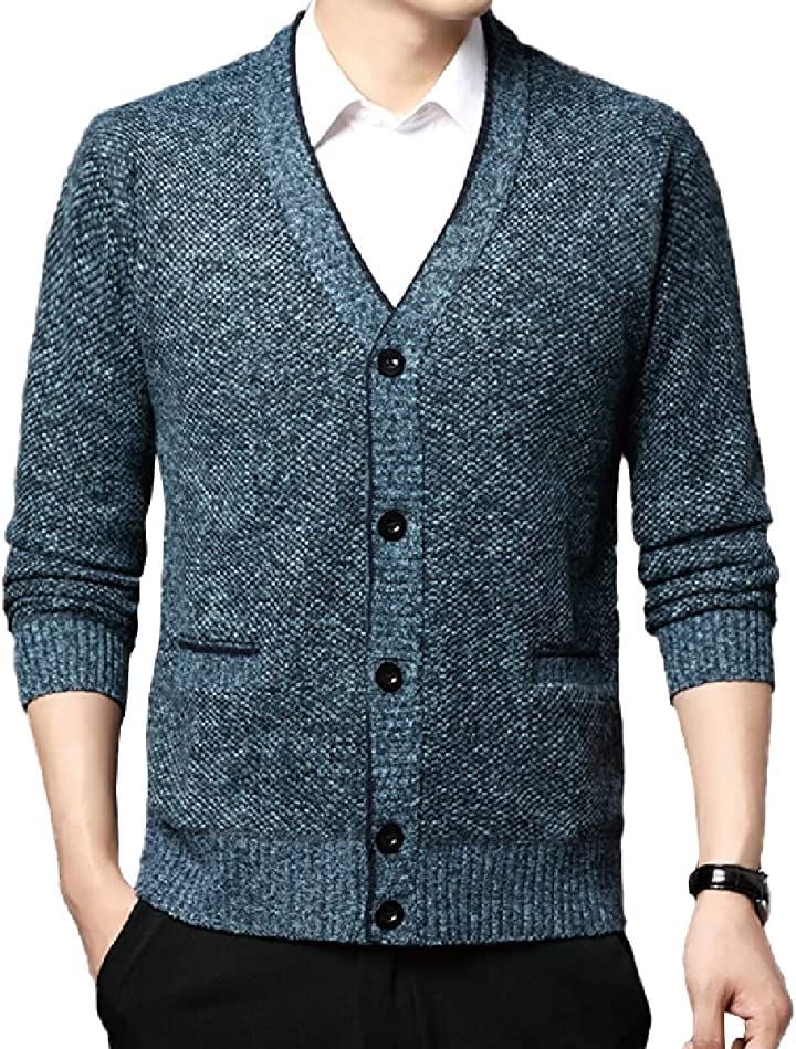 カーディガン メンズ ニット ビジネス カジュアル 裏起毛(ネイビー, XL)