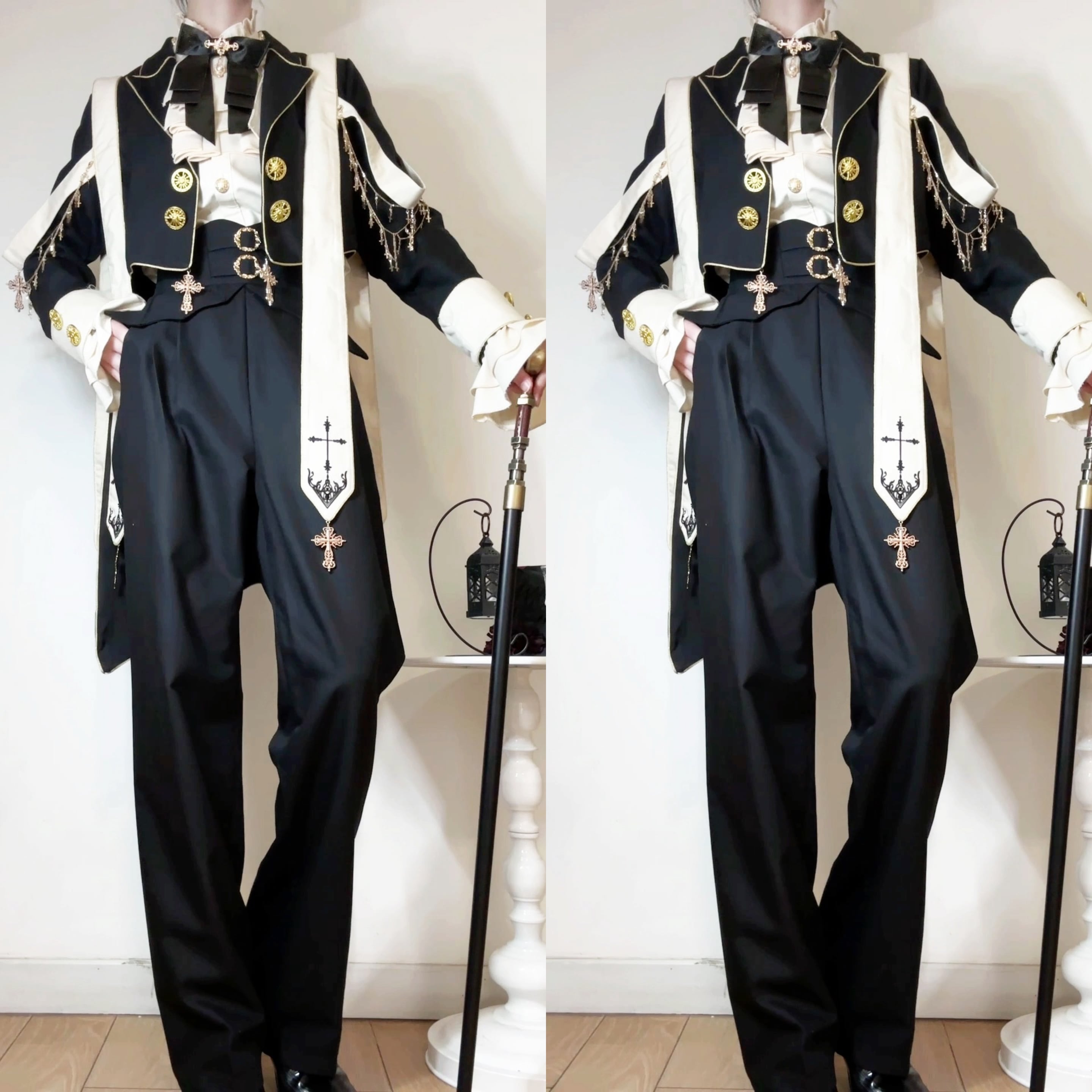 【フルセット】聖職者lolita長袖コートシャツズボンキルト衣装騎士王子系