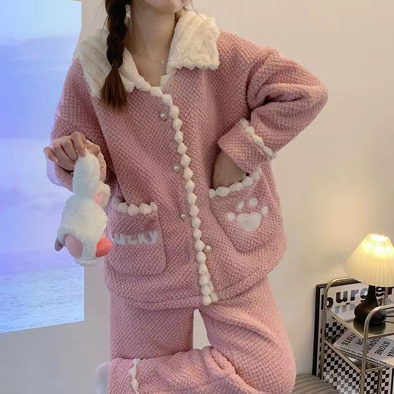 フランネル 高級感 質感 可愛い スイート お肌に優しい ホームウェア 厚手 裹起毛 柔らかい パジャマ