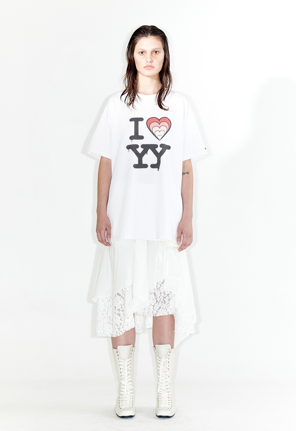 【OPEN Yy】 OVERLAY SKIRT : WHITE