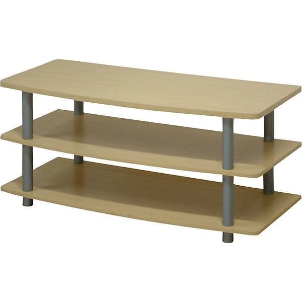 TVラック(テレビ台/テレビボード) 3段 幅90cm：26型40型対応 収納棚付き 木目調組立品