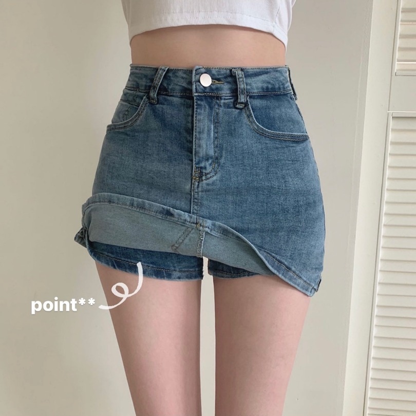 韓国の女性ファッション/ [3size] ブイカットスリットデニムスカートパンツ sk1098