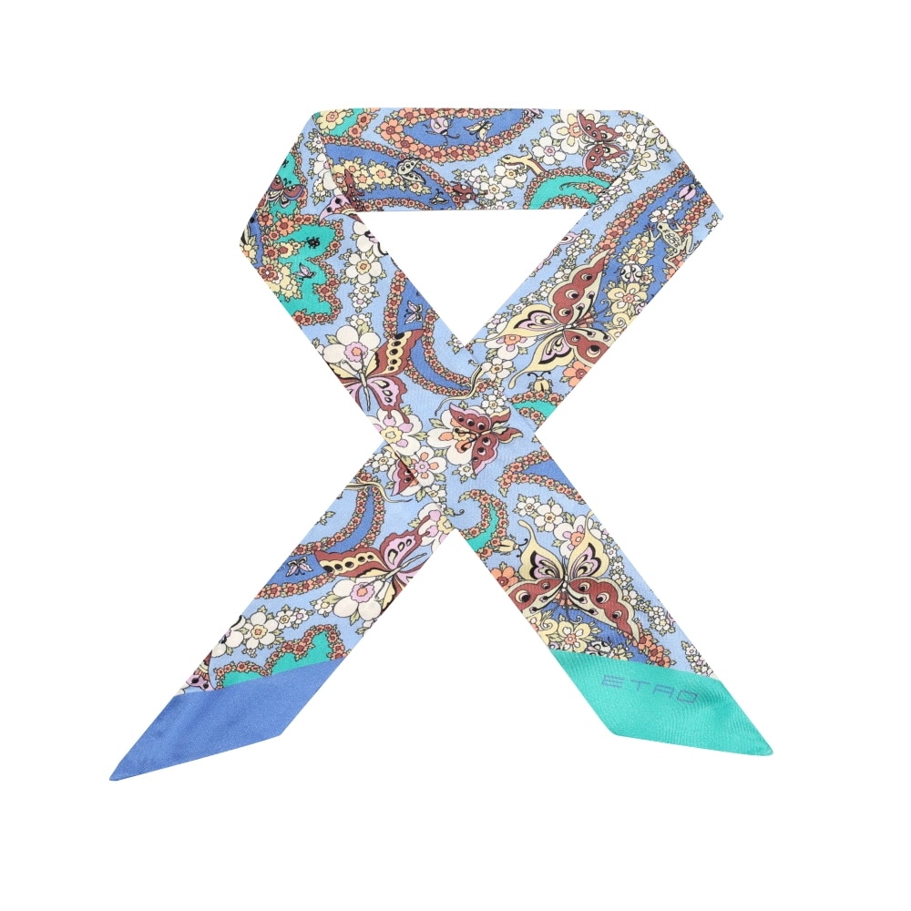 エトロ ネイチャー プリント ペイズリー スキニー ツイル シルク スカーフ WATA0016AK656