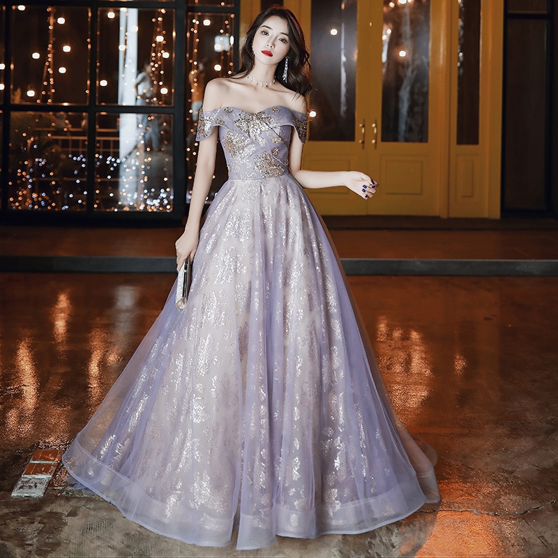 結婚式 パーティードレス 発表会ドレス ワンショルダーのイブニングドレス女性用春の新作レトロワンピースエレガントなロングドレス