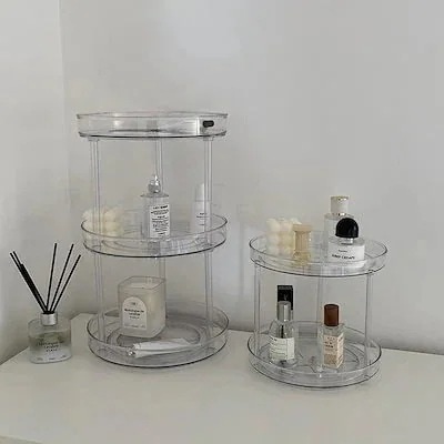 【wanzhen】回転式クリア収納スタンド　360回転 透明風棚スキンケア化粧品収納整理棚 回転式 収納63