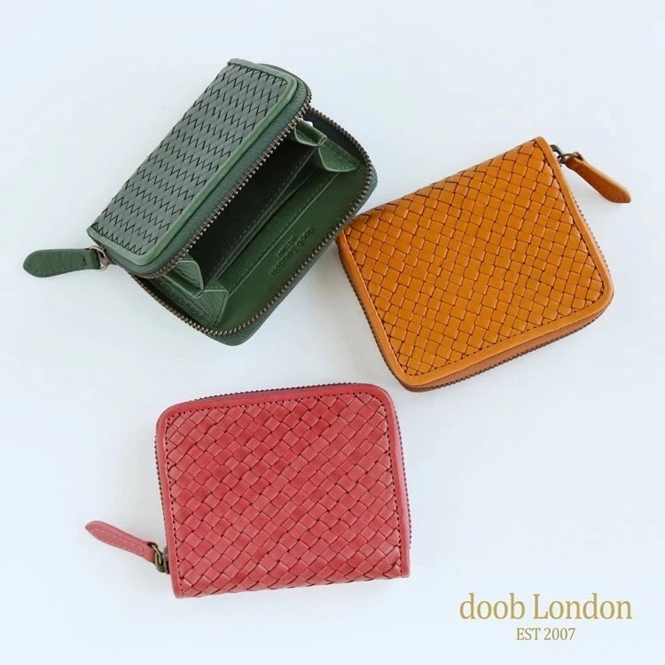 ミニ財布 レディース 本革 ブランド doob London ヌメ革 おしゃれ レザー 財布 イタリアンレザー コンパクト財布 ドゥーブロンドン イントレチャート メッシュ グリーン 緑 春財布 母の