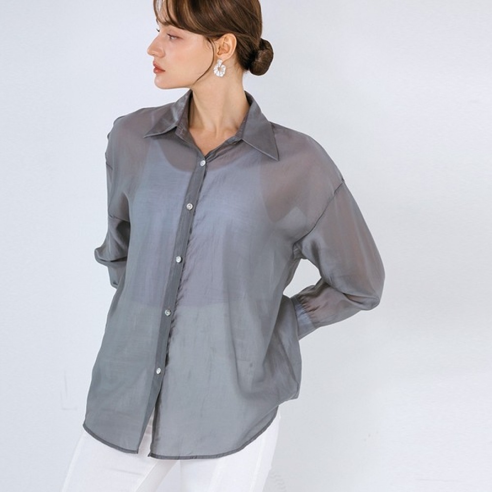 【マックスカルティジオ】バックスプリットシースルーシャツブラウス